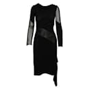 Diane Von Furstenberg Vestido asimétrico negro con panel de cuero
