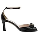 Bally Black Patent Leather Peep-Toe Heels With Bow