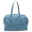 Hermes Blue Jeans Victoria II 35 Bag in Clemence Leather - Hermès