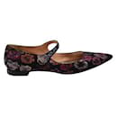 Rochas Mary Janes in Black with Embroidered Flowers - Autre Marque