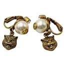 Gucci Brass Clip-On Earrings with Faux Pearl and upperr Head