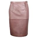 Bottega Veneta Taupe Leather Pencil Skirt