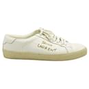 Saint Laurent White SL/06 Court Classic Embroidered Sneakers-Canvas & Smooth Leather