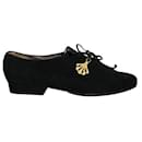 Bally Black Suede Lace Up Shoes with Golden Elements