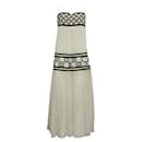 Tory Burch Black and White Strapless Evening Maxi Dress