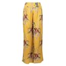 Johanna Ortiz Pyjamahose aus Seidensatin mit Blumenmuster und hoher Taille und weitem Bein - Autre Marque