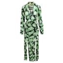 Reformation Green Print Maxi Dress With Long Sleeves And Open Back