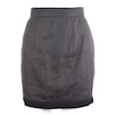 CHANEL High-Waist Linen Skirt with Tweed Details - Chanel