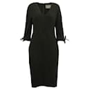 Contemporary Designer Black Dress 3/4 sleeves with tie - Autre Marque