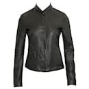 Contemporary Designer Black Leather & Cotton Jacket - Autre Marque