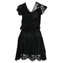 Anna Sui Robe noire en dentelle longueur genou avec robe intérieure