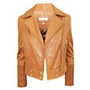 Contemporary Designer Brown Leather Biker Jacket - Autre Marque