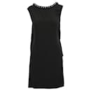 Contemporary Designer Black Silk Dress With Pearl Detailing - Autre Marque