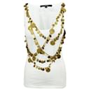 Givenchy White Sleeveless Top with Golden Coins