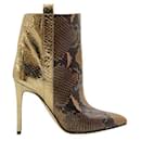 Snake Embossed Print, brown, Black & Gold Ankle Boots - Autre Marque