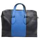 Bottega Veneta Intercciato Two-Tone Blue Handbag