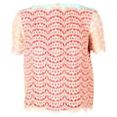 CONTEMPORARY DESIGNER Mint And Red Lace Overlay Top - Autre Marque