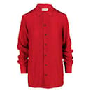 YVES SAINT LAURENT Camisa vermelha com estampa geométrica e botões - Yves Saint Laurent