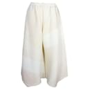 Ivory and Beige Wide Leg Pleated Pants - Issey Miyake
