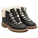 Shearling Lace Up Boots - Chanel