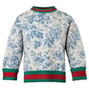 Hellblaues Sweatshirt aus Neopren mit Blumenmuster - Gucci