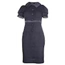 CHANEL Navy Blue Tweed Midi Dress with Pockets - Chanel