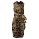 Dolce & Gabbana Leopard Print Midi Dress With Bow