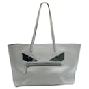 Fendi Light Grey Leather Tote with Mirror "Monster Eyes"