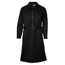 Contemporary Designer Black Zipper Dress Coat - Autre Marque