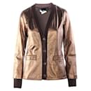 CONTEMPORARY DESIGNER Gold Leather and Wool Jacket - Autre Marque