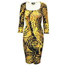 JUST CAVALLI Kleid mit Schlangenhaut-Print in Schwarz und Gelb - Just Cavalli