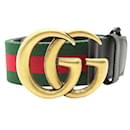 Black Leather & Signature Web GG Buckle Belt-Unisex - Gucci