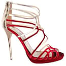 JIMMY CHOO Bunting Red and Silver Caged Heels - Jimmy Choo