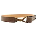 Contemporary Designer Maxmara Brown Leather/ Fabric Waist Belt With Knot - Autre Marque