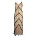 Zeitgenössisches Designer-Kleid aus brauner Seide mit Rüschen - Autre Marque
