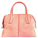 TOD'S Pink Snakeskin D-Styling Piccolo Bauletto Bag - Tod's