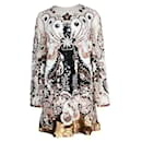 Valentino Cream, Black & Gold Sequin Long Sleeve Dress