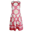 Vivienne Tam Red Cotton Dress with Ivory Embroidery and Pockets - Autre Marque