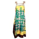 Vestido de seda com estampa colorida Tsumori Chisato - Alças de crocodilo
