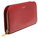 Saint Laurent Red Leather Zip Around Long Wallet