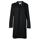 Comme Des Garcons Long Black Wool Jacket with Velvet Trim