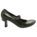 Zapatos de tacón con punta redonda "Scarpa" de cuero verde Marni