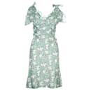 Zeitgenössisches Designerkleid mit grünem Blumenmuster - Autre Marque