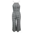 Reformation Blue Checked Wide Leg Jumpsuit
