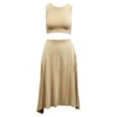 Reformation Beige Crop Top And Midi A-Line Skirt Set