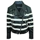 Reformation Black And White Striped Leather Jacket