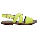 Marni Brown Sandals With Calf Hair Yellow Straps
