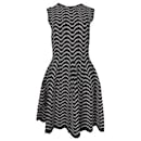 Zeitgenössischer Designer – Ted Baker – A-Linien-Kleid mit schwarzem und elfenbeinfarbenem Print - Autre Marque