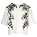 Elfenbeinfarbene Jacquard-Bluse mit Blumenverzierung - Dolce & Gabbana
