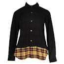 Comme Des Garcons Black Cotton Shirt with Yellow Checked Bottom